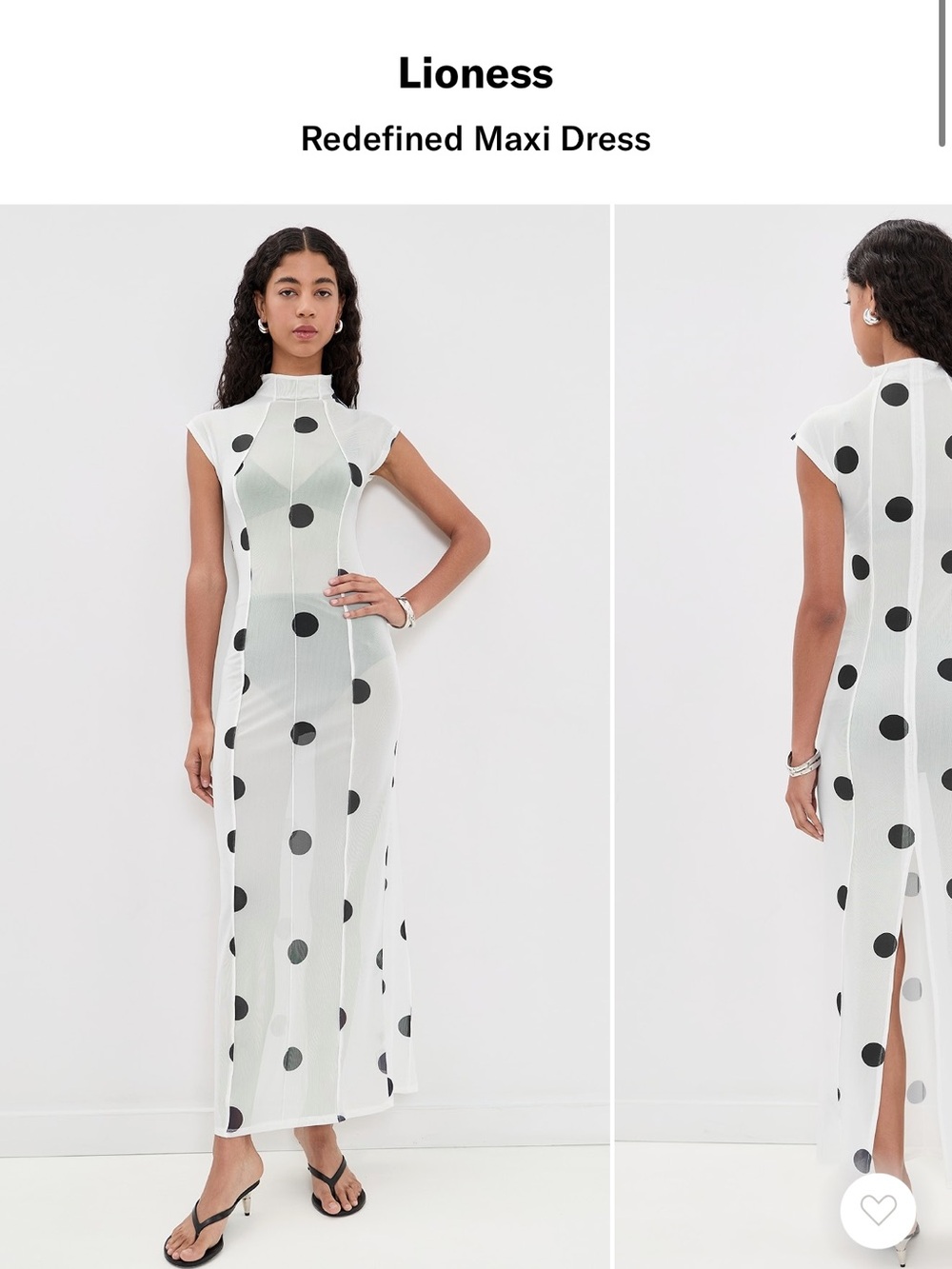 Lioness White Maxi Dress with Black Polka Dots - Picture 2 of 3